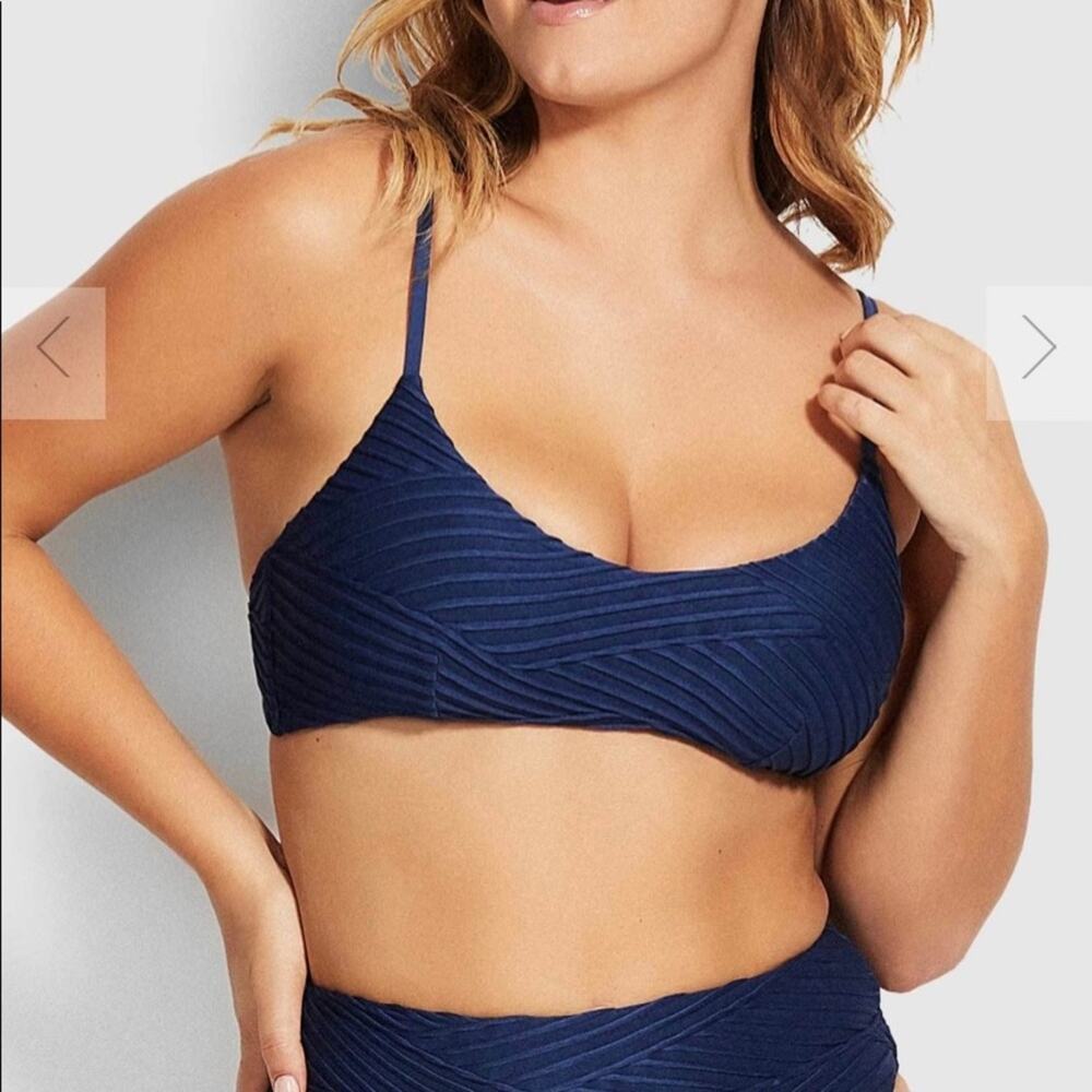 SEAFOLLY X REVOLVE Freshwater Bralette‎ Bikini Top. US Size 8 Blue Opal